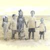 "Allie, Adeline, Charlie, Lila Kate, Levi & Lewis" • 22" x 30" • Graphite and wash on toned paper.